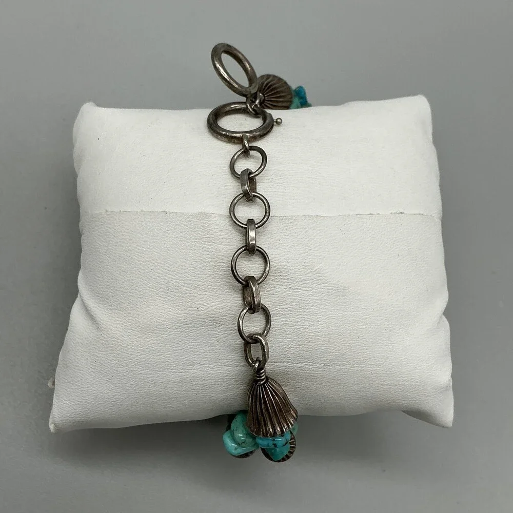Eddie Bauer V173 Womens Watch 27mm Turquoise Beaded 925 Bracelet New Battery